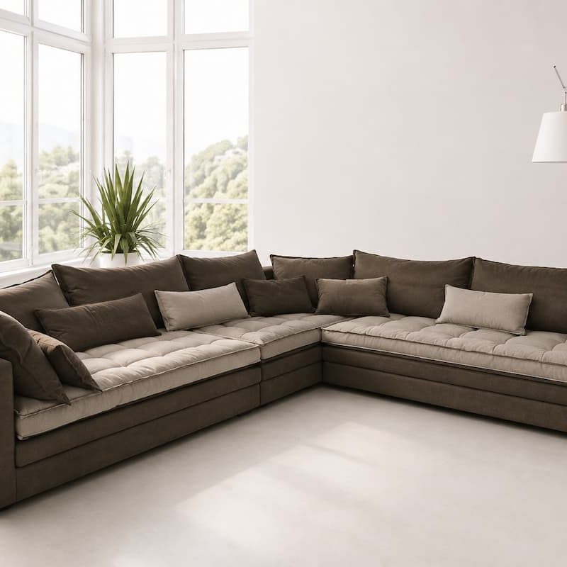 Καναπές Dream Polyform Corner γωνιακός καναπές σε γήινες αποχρώσεις