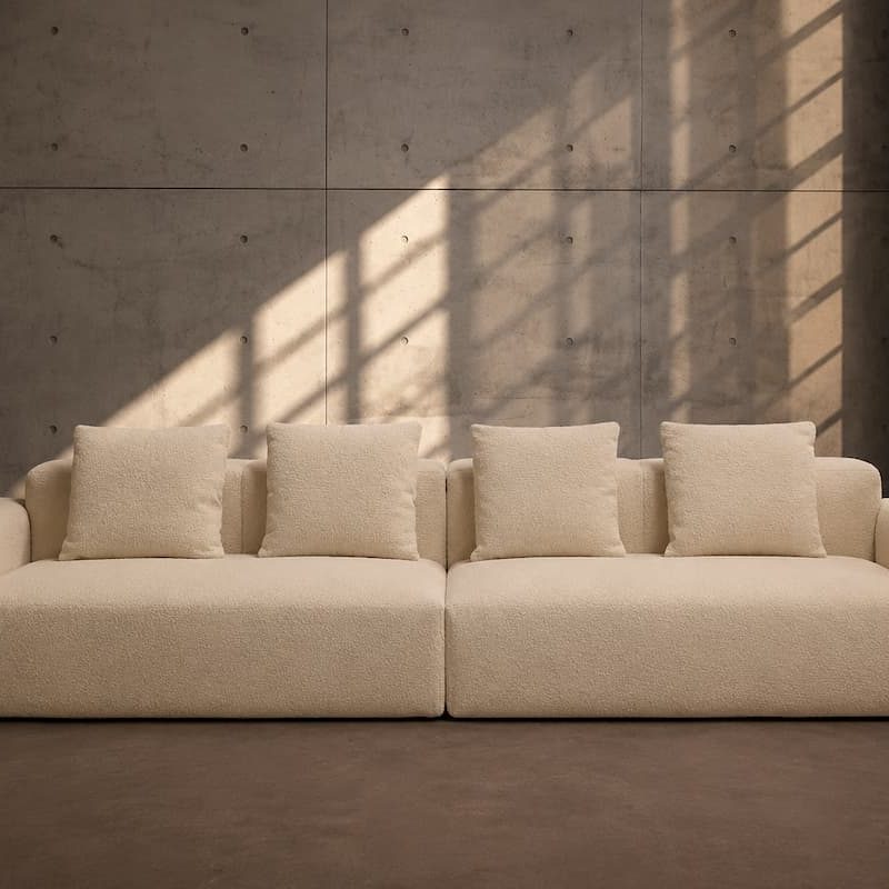 Καναπές Soft Cube μοντέρνος γωνιακός καναπές σε ανοιχτή απόχρωση